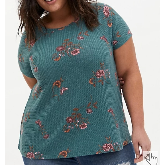 Torrid Classic Fit Waffle Crew Neck Raglan Tee - Picture 1 of 10